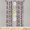 Ambesonne Christmas Window Curtains Pack of 2, Scandinavian Xmas Vibe with Abstract Trees Reindeer and Snowflakes, Lightweight Set with Rod Pocket, 4 Panels of - 28" x 63", Dark Coral Black White view 2