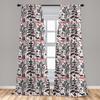 Ambesonne Christmas Window Curtains Pack of 2, Scandinavian Xmas Vibe with Abstract Trees Reindeer and Snowflakes, Lightweight Set with Rod Pocket, 4 Panels of - 28" x 63", Dark Coral Black White view 3