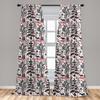 Ambesonne Christmas Window Curtains Pack of 2, Scandinavian Xmas Vibe with Abstract Trees Reindeer and Snowflakes, Lightweight Set with Rod Pocket, 4 Panels of - 28" x 63", Dark Coral Black White view 4