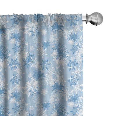 Ambesonne Snowflake Window Curtain Panels 4 Pack, Winter Holiday Illustration Christmas Snowflakes on Abstract Background, Lightweight Set with Rod Pocket, 4 Panels of 28" x 95", Pale Blue