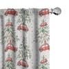 Ambesonne Christmas Window Curtains Pack of 2, Merry Xmas Season Theme Beetle Car and Pine Trees Snowy Day, Lightweight Set with Rod Pocket, 4 Panels of - 28" x 63", Pale Grey Hot Pink and Green view 1