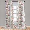 Ambesonne Christmas Window Curtains Pack of 2, Merry Xmas Season Theme Beetle Car and Pine Trees Snowy Day, Lightweight Set with Rod Pocket, 4 Panels of - 28" x 63", Pale Grey Hot Pink and Green view 3