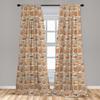 Ambesonne Christmas Window Curtains Pack of 2, Xmas Season Theme with Ginger House and Candy Trees Cookies Illustration, Lightweight Set with Rod Pocket, 4 Panels of - 28" x 63", Cinnamon and Beige view 3