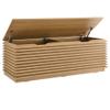 Pemberly Row Storage Bench, 47 in Particleboard and Laminate, Oak Finish, Hinged Top with Safety Cutouts, Mid-Century Style, Living Room, Bedroom, Entryway or Mudroom Storage view 3