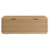 Pemberly Row Storage Bench, 47 in Particleboard and Laminate, Oak Finish, Hinged Top with Safety Cutouts, Mid-Century Style, Living Room, Bedroom, Entryway or Mudroom Storage view 4