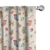 Ambesonne Christmas Window Curtains Pack of 2, Traditional Sweets of Xmas Party Gingerbread Cookies Lollipop Candies with Socks, Lightweight Set with Rod Pocket, 4 Panels of - 28" x 63", Beige Red view 1