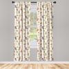 Ambesonne Christmas Window Curtains Pack of 2, Traditional Sweets of Xmas Party Gingerbread Cookies Lollipop Candies with Socks, Lightweight Set with Rod Pocket, 4 Panels of - 28" x 63", Beige Red view 2