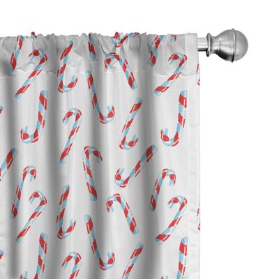 Ambesonne Candy Cane Window Curtains Pack of 2, Aquarelle Style Sweets Traditional Christmas Festivity Winter Celebrations, Lightweight Set with Rod Pocket, 4 Panels of - 28" x 63", White Aqua