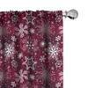 Ambesonne Winter Window Curtains Pack of 2, Floral Flakes with Colorful Swirls Dots and Stars Xmas Party, Lightweight Set with Rod Pocket, 4 Panels of - 28" x 84", Maroon White view 1