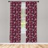Ambesonne Winter Window Curtains Pack of 2, Floral Flakes with Colorful Swirls Dots and Stars Xmas Party, Lightweight Set with Rod Pocket, 4 Panels of - 28" x 84", Maroon White view 2