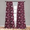 Ambesonne Winter Window Curtains Pack of 2, Floral Flakes with Colorful Swirls Dots and Stars Xmas Party, Lightweight Set with Rod Pocket, 4 Panels of - 28" x 84", Maroon White view 3