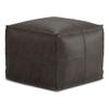 Pemberly Row Modern Square Pouf in Distressed Dark Brown Leather view 1