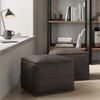Pemberly Row Modern Square Pouf in Distressed Dark Brown Leather view 2