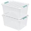 Ewingger 85 Quart Clear Plastic Storage Bins with Wheels, Large Latching Box with Lid, 2-Pack view 1
