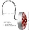 Stainless Steel Shower Hooks with Crystal Glass, 12-Pack, Elegant Room and Bedroom Curtain Rod Accessories, Red Dessert Pattern view 3