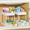2 Set Under Sink Cabinet Organizer, 2 Tier Storage Under Cabinet Bathroom Under Sink Organizers and Storage Black Under Sink Storage for Bathroom Kitchen (White 2Pack) view 4