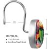 Crystal Glass Design Shower Curtain Hooks, 12-Piece Stainless Steel Round Set, Room and Bedroom Decorative, Pink Cactus Flowers view 3