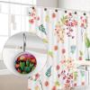 Crystal Glass Design Shower Curtain Hooks, 12-Piece Stainless Steel Round Set, Room and Bedroom Decorative, Pink Cactus Flowers view 4