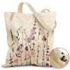 Miss Adola Aesthetic Flora Tote Bag for Women - with Magnetic Buckle and Zipper Inner Pocket for Lady Cloth Cotton Tote Bag for Gym, Work, Travel, Library, Shopping,Purple Flower view 1