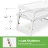 Mayyol Breakfast Bed Tray for Eating - Height Adjustable Raised Food Table - Bamboo Serving Tray on Lap Sofa - Portable Snack Platter with Folding Legs Ideal for Bedroom, Picnic - White view 4