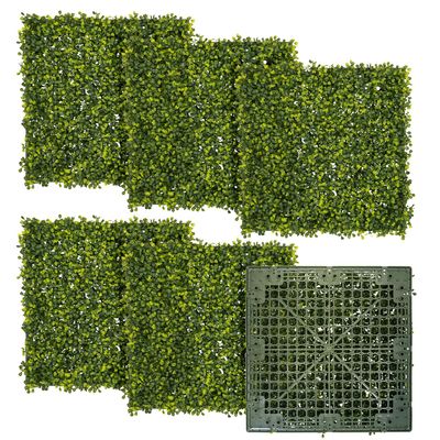 E&K 7 PCS 18"x18" Artificial Plant Panels with Single Side Leaves Hard Back Faux Leaf Greenery Grass Wall Decoration for Indoor Outdoor (No White Flowers)