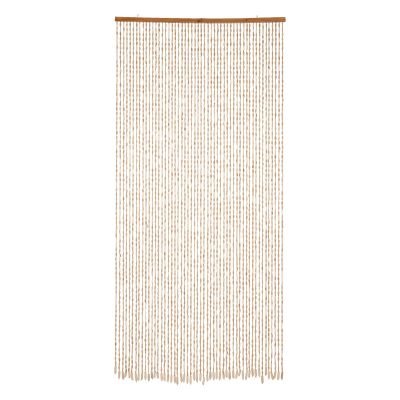Wood and Bamboo Beaded Curtain - 52 Line Wave Dense Fringe Door Tassel Curtains for Porch, Bedroom, Living Room Divider (90*200*52, Burlywood)