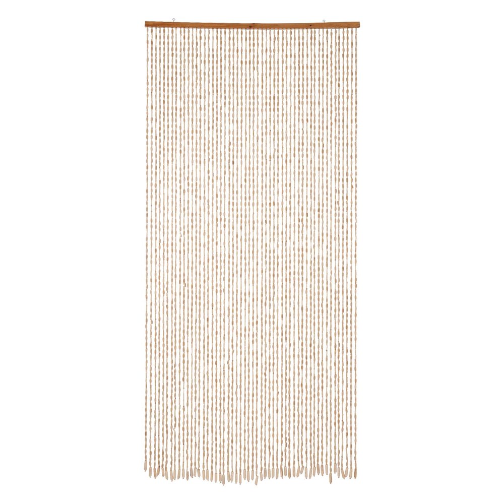 Wood and Bamboo Beaded Curtain - 52 Line Wave Dense Fringe Door Tassel Curtains for Porch, Bedroom, Living Room Divider (90*200*52, Burlywood)