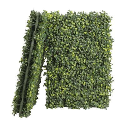 E&K 5 PCS 18"x12" Artificial Plant Panels with Double Side Leaves Hard Back Faux Leaf Greenery Grass Wall Decoration for Indoor Outdoor (No White Flowers)