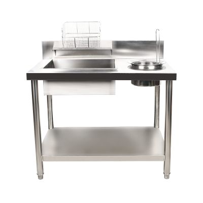 Breading Table, Fried Food Prep Breader Station Chicken Fish Vegetable Fry Stainless Steel Commercial Kitchen Prep & Work Table for Chicken Fish Vegetable Fry Restaurant Kitchen
