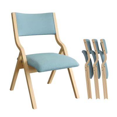 LLZJDDPLY 4 Pack Folding Dining Chairs with Padded Seats Wooden Folding Chairs Removable Cushion Cover Stackable Wood Single Comfortable Chair for Kitchen Home Office Wedding Party Events(Blue)
