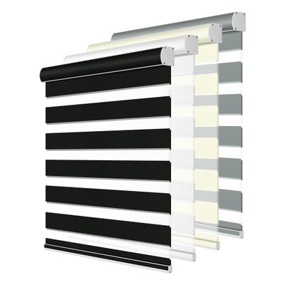 HOTSOON Blackout Cordless Zebra Blinds for Windows, Blinds for lndoor, Light Control, Easy to Instal, UV Protection, for Home, Offices and Door, Roller Shades, Custom Sizes,Black, 84" W x 36" H