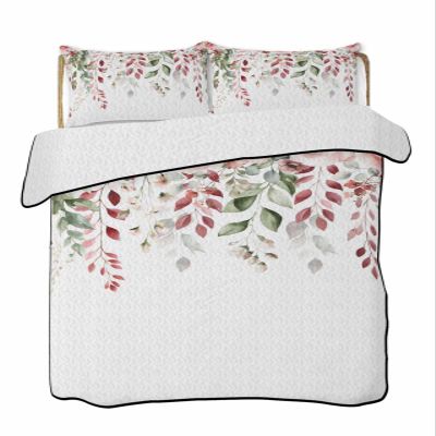 Quilts Full Size Valentines Day Roses Floral Flowers with Leaves Soft Comforter Bedding Set for Bed, Lightweight Quilte Bedspread with Pillow Cover(2 Pieces) for All Season, 78x90 Inch