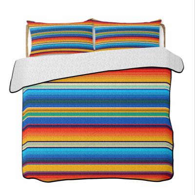 Quilts Twin XL Size Bohemia Soft Comforter Bedding Set for Bed, Mexican Colorful Stripes Vibrant Colored Lightweight Quilte Bedspread with Pillow Cover(2 Pieces) for All Season, 68x98 Inch