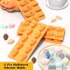 2 Pcs Halloween Silicone Molds, Halloween Pumpkin Bat Skull Shape Chocolate Molds for DIY Halloween Cupcake Candy Baking Molds view 4