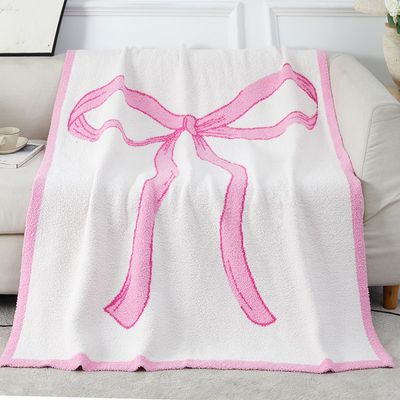 50" x 60" Bed Throw Blanket, Bow Pattern Throw Blanket for Home Decor and Gift, Microfiber Blanket Bow Blanket Plush Bedding, Soft Cozy Throw Blankets for Couch, Sofa