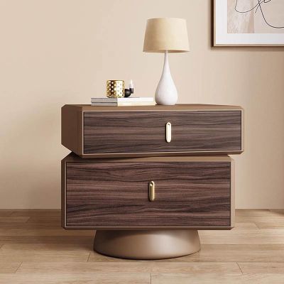 BK&MF Modern Minimalist Bedside Table,Rotatable Nightstand with 2 Drawer Sturdy Wood Frame Bedroom Furniture for Nursery Living Room,E,40x40x50cm(16x16x20inch)