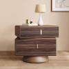 BK&MF Modern Minimalist Bedside Table,Rotatable Nightstand with 2 Drawer Sturdy Wood Frame Bedroom Furniture for Nursery Living Room,E,40x40x50cm(16x16x20inch) view 1