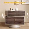 BK&MF Modern Minimalist Bedside Table,Rotatable Nightstand with 2 Drawer Sturdy Wood Frame Bedroom Furniture for Nursery Living Room,E,40x40x50cm(16x16x20inch) view 2