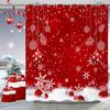 Caheansi Christmas Shower Curtain, Red Merry Xmas Glitter Sparkle Bokeh Snowflake Winter New Year Holiday Bathroom Curtain Waterproof Fabric Machine Washable with Hooks, 72" Wx96 L view 2