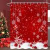 Caheansi Christmas Shower Curtain, Red Merry Xmas Glitter Sparkle Bokeh Snowflake Winter New Year Holiday Bathroom Curtain Waterproof Fabric Machine Washable with Hooks, 72" Wx96 L view 3