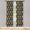 Ambesonne Christmas Curtains, Whimsical Teddy Bears with Hats and Scarves Pine Leaves Plain Back, Window Treatments 2 Panel Set for Living Room Bedroom, Pair of - 28" x 95", Green Dimgray Vermilion view 2