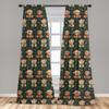 Ambesonne Christmas Curtains, Whimsical Teddy Bears with Hats and Scarves Pine Leaves Plain Back, Window Treatments 2 Panel Set for Living Room Bedroom, Pair of - 28" x 95", Green Dimgray Vermilion view 3