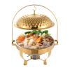 Chafing Dish Buffet Set Hanging Lid, 4.75 Qt Stainless Steel Round Chafing Buffet Warming Container Buffet Warmers Sets for Wedding, Parties, Banquets (Gold Diamond Cover) view 1