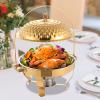 Chafing Dish Buffet Set Hanging Lid, 4.75 Qt Stainless Steel Round Chafing Buffet Warming Container Buffet Warmers Sets for Wedding, Parties, Banquets (Gold Diamond Cover) view 2