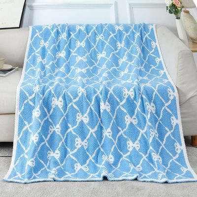 50" x 60" Bed Throw Blanket, Bow Pattern Throw Blanket for Home Decor and Gift, Microfiber Blanket Bow Blanket Plush Bedding, Soft Cozy Throw Blankets for Couch, Sofa