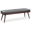 Entryway Shoe Bench&Dining Bench, Simple Modern PU Leather Tufted Upholstered Ottoman Accent Bench with Soft Cushion, Bench for Bedroom End of Bed, Indoor Solid Ash Wood Bench, Grey(150x35x45cm(59.1x1 view 1