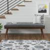 Entryway Shoe Bench&Dining Bench, Simple Modern PU Leather Tufted Upholstered Ottoman Accent Bench with Soft Cushion, Bench for Bedroom End of Bed, Indoor Solid Ash Wood Bench, Grey(150x35x45cm(59.1x1 view 2