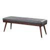Entryway Shoe Bench&Dining Bench, Simple Modern PU Leather Tufted Upholstered Ottoman Accent Bench with Soft Cushion, Bench for Bedroom End of Bed, Indoor Solid Ash Wood Bench, Grey(150x35x45cm(59.1x1 view 4