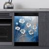 Blue Flowers Oil Painting Magnetic Panel Decal,Dishwasher Cover,White Floral Dishwasher Sticker Kitchen Art Fridge Door Skin,Silver Dishwasher Magnet Cover Home Decor Decal,Vinyl Sticker view 2