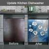 Blue Flowers Oil Painting Magnetic Panel Decal,Dishwasher Cover,White Floral Dishwasher Sticker Kitchen Art Fridge Door Skin,Silver Dishwasher Magnet Cover Home Decor Decal,Vinyl Sticker view 3